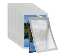 PATIKIL 8.5 x 11 Inch Magnetic Sign Holder, 12Pcs Self-Adhesive Soft Magnetic Border Wall Mount PVC Picture Frames Document Holder for Wall Window Home Office Store Poster, Silver