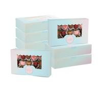 PATIKIL 8.5 x 5.3 x 2" Gradient Blue Pink Bakery Boxes, 30 Pack Homemade Rectangle Soap Candy Favor Treat Cookie Boxes with Window for Pastry Candy DIY Craft Gift Giving Packaging