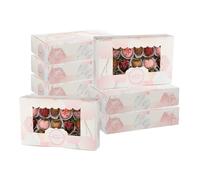 PATIKIL 8.5 x 5.3 x 2 Pink Marble Bakery Boxes, 30 Pack Homemade Rectangle Soap Candy Favor Treat Cookie Boxes with Window for Pastry Candy DIY Craft Gift Giving Packaging