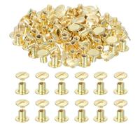 PATIKIL 8.5mm Chicago Screws Leather Rivets, 120 Set Leather Rivets Nail Stud Screws Bolt Assorted Kit for DIY Leather Craft Bookbinding Decorate Repair Belt Bag Clothing, Gold Tone