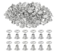 PATIKIL 8.5mm Chicago Screws Leather Rivets, 120 Set Leather Rivets Nail Stud Screws Bolt Assorted Kit for DIY Leather Craft Bookbinding Decorate Repair Belt Bag Clothing, Silver Tone