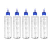 PATIKIL 8.5oz(250ml) Plastic Dispensing Bottle, 5Pcs Squeeze Graduated Empty Bottles with Blue Twist Cap for Liquids, Inks, Oils, Sauces, Arts and Crafts, Transparent
