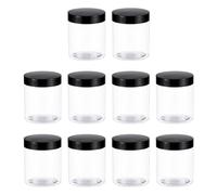 PATIKIL 8.5oz Plastic Jars with Lids,10 Pcs Refillable Empty Storage Jars Containers Mason Jars with Black Cap for Dry Food Cosmetic Peanut Butter Candy Home Kitchen Storage, Clear