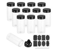 PATIKIL 8.5oz Plastic Spice Jars with Shaker Lids, 12 Pcs Refillable Empty Seasoning Containers Bottle with Label Marker Pen for Storing Spice Salt Herbs Powders Condiment, Clear