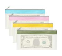 PATIKIL 8.5x4 Inch Money Bags with Zipper, 4Pcs Clear PVC Cash Deposit Bank Pouch Envelopes Check Wallet for Coin Cosmetics Invioce Bill, Blue/Pink/Yellow/Green