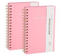 PATIKIL 8.6x5.6" Hardcover Spiral Bound Sketchbook, 2Pcs 100 Sheets 110GSM/74lb Artistic Blank Drawing Sketching Pad Rectangle Sketch Pad Notebook for Adult Beginner Artist, Pink