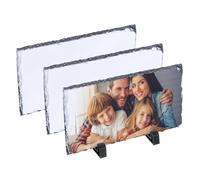PATIKIL 8.7 x 4.7 Inch Slate Photo Frames, 3 Set Sublimation Photo Blanks, Heat Thermal Transfer Stone Slate Frames with Display Stand for DIY Souvenir Square