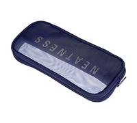 PATIKIL 8.7"x4.3"x0.8" Mesh Toiletry Bag, Mesh Makeup Bag Cosmetic Bag Mesh Zipper Pouch Portable for Home Travel Accessories, Navy Blue
