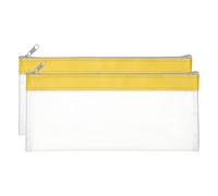 PATIKIL 8.7x3.9 Inch Money Bags with Zipper, 2 Pcs Clear PVC Cash Deposit Bank Pouch Envelopes Makeup Bag Check Wallet for Coin Cosmetics Bill, Yellow
