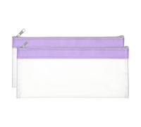PATIKIL 8.7x3.9 Inch Money Bags with Zipper, 2 Pcs Clear PVC Cash Deposit Bank Pouch Envelopes Makeup Bag Check Wallet for Coin Cosmetics Bill, Purple