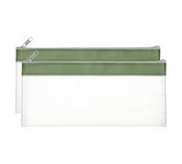 PATIKIL 8.7x3.9 Inch Money Bags with Zipper, 2 Pcs Clear PVC Cash Deposit Bank Pouch Envelopes Makeup Bag Check Wallet for Coin Cosmetics Bill, Green