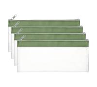 PATIKIL 8.7x3.9 Inch Money Bags with Zipper, 4 Pcs Clear PVC Cash Deposit Bank Pouch Envelopes Makeup Bag Check Wallet for Coin Cosmetics Bill, Green