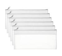 PATIKIL 8.7x3.9 Inch Money Bags with Zipper, 6 Pcs Clear PVC Cash Deposit Bank Pouch Envelopes Makeup Bag Check Wallet for Coin Cosmetics Bill, White