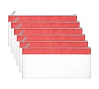 PATIKIL 8.7x3.9 Inch Money Bags with Zipper, 6 Pcs Clear PVC Cash Deposit Bank Pouch Envelopes Makeup Bag Check Wallet for Coin Cosmetics Bill, Red