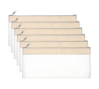 PATIKIL 8.7x3.9 Inch Money Bags with Zipper, 6 Pcs Clear PVC Cash Deposit Bank Pouch Envelopes Makeup Bag Check Wallet for Coin Cosmetics Bill, Beige
