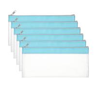 PATIKIL 8.7x3.9 Inch Money Bags with Zipper, 6 Pcs Clear PVC Cash Deposit Bank Pouch Envelopes Makeup Bag Check Wallet for Coin Cosmetics Bill, Sky Blue