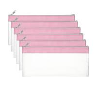 PATIKIL 8.7x3.9 Inch Money Bags with Zipper, 6 Pcs Clear PVC Cash Deposit Bank Pouch Envelopes Makeup Bag Check Wallet for Coin Cosmetics Bill, Pink