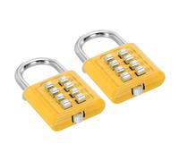 PATIKIL 8 Digit Button Combination Padlock, 2 Pack 4 Position Locking Mechanism Push Button Security Digital Lock for Gym Sports Locker Cabinet Toolbox, Yellow