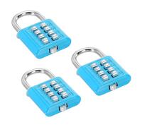 PATIKIL 8 Digit Button Combination Padlock, 3 Pack 4 Position Locking Mechanism Push Button Security Digital Lock for Gym Sports Locker Cabinet Toolbox, Blue