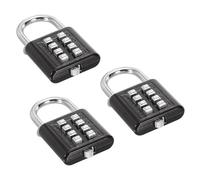 PATIKIL 8 Digit Button Combination Padlock, 3 Pack 4 Position Locking Mechanism Push Button Security Digital Lock for Gym Sports Locker Cabinet Toolbox, Black