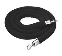 PATIKIL 8 Feet Black Velvet Stanchion Rope, Crowd Control Barrier Rope with Snap Hooks for Posts Stands Queue Divider of Hotel Theater, Silver