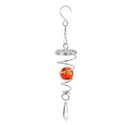 PATIKIL 8" Gazing Ball Spiral Tail, Decorative Wind Spinners 1" Crystal Glass Ball with Hanging Swivel Hook for Indoor Outdoor Garden Decoration, Red