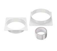 PATIKIL 8 Inch Duct Connector Flange, 2Pack Plastic Straight Pipe Flange Dryer Vent Connector with Tape for Air Heating Cooling Ventilation HVAC System, White