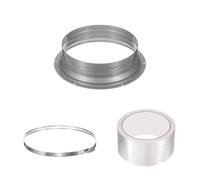 PATIKIL 8 Inch Duct Connector Flange, Galvanized Iron Straight Pipe Flange Interface Air Duct Connector with Clamp for Air Heating Cooling Ventilation HVAC System, Silver