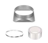 PATIKIL 8 Inch Duct Connector Flange, Galvanized Iron Straight Pipe Flange Square to Round Interface with Clamp for Air Heating Cooling Ventilation HVAC System, Silver