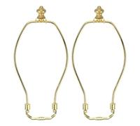 PATIKIL 8 Inch Lamp Harp Kit with 1 Inch Height Solid Brass Finial, 2 Set Heavy Duty Bracket with Standard Saddle & Finial Detachable Shade Holder for Table Floor Lamps, Gold
