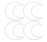 PATIKIL 8 Inch Moon Dream Catcher Rings, 4 Pcs Metal Christmas Macrame Wreath Floral Ring Hoop for Home Car DIY Craft Wedding Wall Hanging Decoration, Light Silver