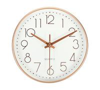 PATIKIL 8 Inch Wall Clock, Battery Operated Silent Non-Ticking Round Wall Clocks for Office Bedroom Decorative, White Gold