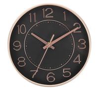 PATIKIL 8 Inch Wall Clocks, Quartz Battery Operated Silent Non-Ticking 3D Numbers Round Wall Clocks Decorative for Office Bedroom Living Room, Rose Gold/Black, Style 1