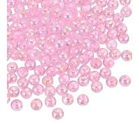 PATIKIL 8 mm Acrylic Round Beads, 200 Pcs AB Colors Round Clear Beads Craft Bead with Hole for Earring Bracelet Necklace Key Chains, Light Pink