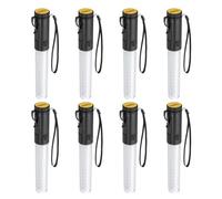 PATIKIL 8 Pack 11 Inch Signal Traffic Wand, Air Traffic Control Wand LED Flashlight with 3 Flashing Modes Side Clip Wrist Strap Lanyard for Parking Directing Guides, White