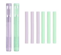 PATIKIL 8 Pack Erasers, Sliding Retractable Eraser Push Pull Cute Pencil Erasers Soft Large Easy to Clean with Plastic Sleeve for Sketching Drawing Artists Teacher Pencils,Purple Green TPE