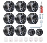 PATIKIL 8 Pack Roller Skate Wheels 58mmx32mm With ABEC-9 Bearing, 82A PU Outdoor Quad Wheels & 2 Toe Stoppers for Double Row Skateboard Indoor, Black White