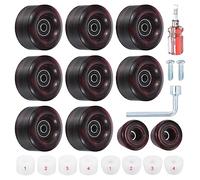 PATIKIL 8 Pack Roller Skate Wheels Outdoor 58mmx32mm Quad Roller Skate Wheels with ABEC-9 Bearing, 82A PU Roller Wheels & 2 Toe Stoppers for Double Row Skate Skateboard Indoor, Black Red