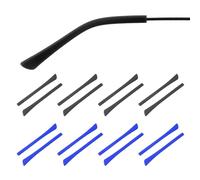 PATIKIL 8 Pairs Eye Glass Replacement Temples, Silicone Anti-Slip Eyeglass End Tips Glasses Retainers Fits 1x2mm for Rectangle Thin Metal Eyeglass Sunglasses Temple, Black/Dark Blue