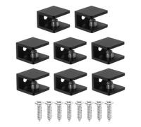 PATIKIL 8 Pcs Adjustable Frameless Glass Shelf Bracket, 6-8 mm Shower Glass Clamp Clip Wall Mounted Zinc Alloy Clamp Holder Rectangular for Wall Wood Shower Acrylic Shelf Brushed, Black