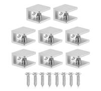 PATIKIL 8 Pcs Adjustable Frameless Glass Shelf Bracket, 6-8 mm Shower Glass Clamp Clip Wall Mounted Zinc Alloy Clamp Holder Rectangular for Wall Wood Shower Acrylic Shelf Brushed, Silver