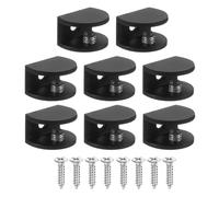 PATIKIL 8 Pcs Adjustable Frameless Glass Shelf Bracket, 6-8 mm Shower Glass Clamp Clip Wall Mounted Zinc Alloy Clamp Holder Half Round for Wall Wood Shower Acrylic Shelf Brushed, Black
