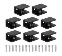 PATIKIL 8 Pcs Adjustable Frameless Glass Shelf Bracket, 8-10 mm Shower Glass Clamp Clip Wall Mounted Zinc Alloy Clamp Holder Rectangular for Wall Wood Shower Acrylic Shelf Brushed, Black