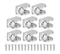 PATIKIL 8 Pcs Adjustable Frameless Glass Shelf Bracket, 8-10 mm Shower Glass Clamp Clip Wall Mounted Zinc Alloy Clamp Holder Half Round for Wall Wood Shower Acrylic Shelf Brushed, Silver