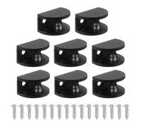 PATIKIL 8 Pcs Adjustable Frameless Glass Shelf Bracket, 8-10 mm Shower Glass Clamp Clip Wall Mounted Zinc Alloy Clamp Holder Half Round for Wall Wood Shower Acrylic Shelf Brushed, Black