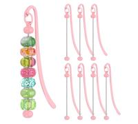PATIKIL 8 Pcs Beadable Bookmarks, DIY Metal Blank Bar Bookmark Bead Craft Jewelry Pendant Charm Book Mark for Gift Teacher Office Supplies Home Crafts, Candy Pink
