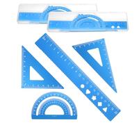 PATIKIL 8 Pcs Geometry Drafting Tool, Aluminum Alloy Geometry Kit Math Tool Includes 20cm L Ruler Protractor Triangles for Drafting Angle Measure Simple Science Experiment, Sky Blue