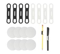 PATIKIL 8 Pcs Magnetic Pen Pencil Holder, Silicone Flexible Pencil Holder Adjustable Organizer Clip with 8 Metal Sheet for Refrigerator Whiteboards Desk Clipboard, White/Black