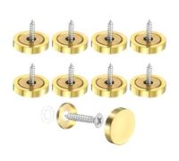 PATIKIL 8 Pcs Screw Covers Caps, 25mm 304 Stainless Steel Mirror Screws Fasteners Mirror Screws Decorative Caps Cover Nails for Sign Advertising Hardware Construction, Gold