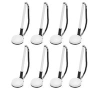 PATIKIL 8 Pcs Secure Pen with Adhesive Chain and Security Pen Holder, Reception Counter Pens Desktop Pen Black Ink Refills for Desk Workplace Office Home Supplies, Round Base, White